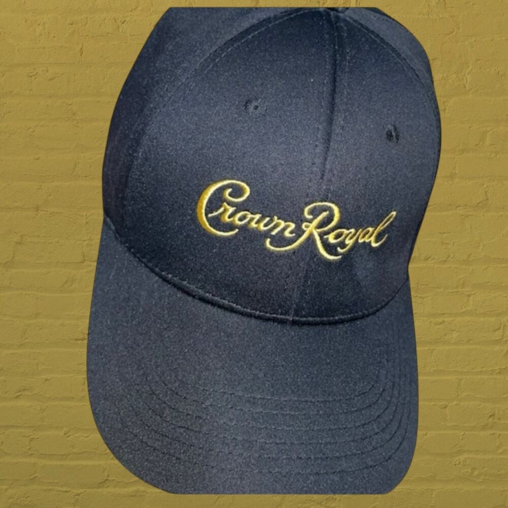 Crown Royal Canadian Whisky Hat Cap Embroidered Black Gold Promo Merch Logo